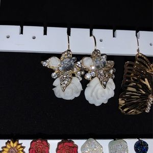 White Rose Earrings